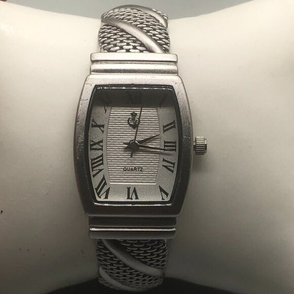3/$30 Premier Designs Watch Women Silver Cuff Roman Numerals New Battery 6.5" - Picture 1 of 11